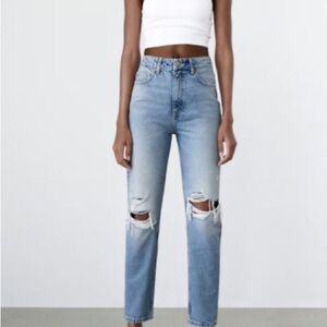 NWOT ZARA High Rise Ripped Jeans